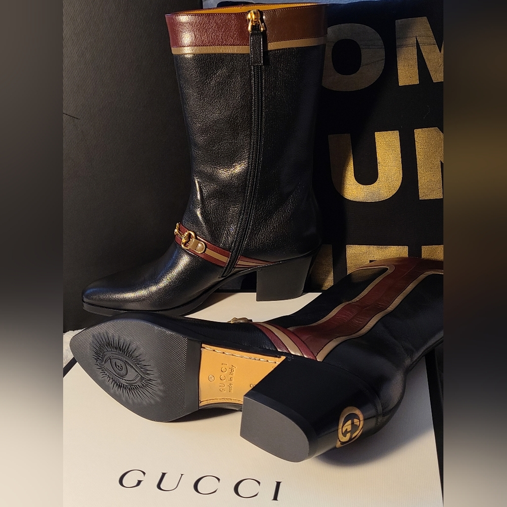 New Gucci Boots | Black Burgundy Size 8